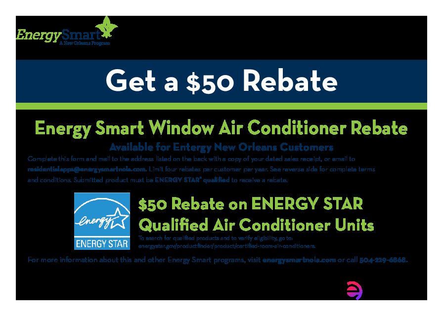 Window AC Rebate Form 2023 Energy Smart NOLA